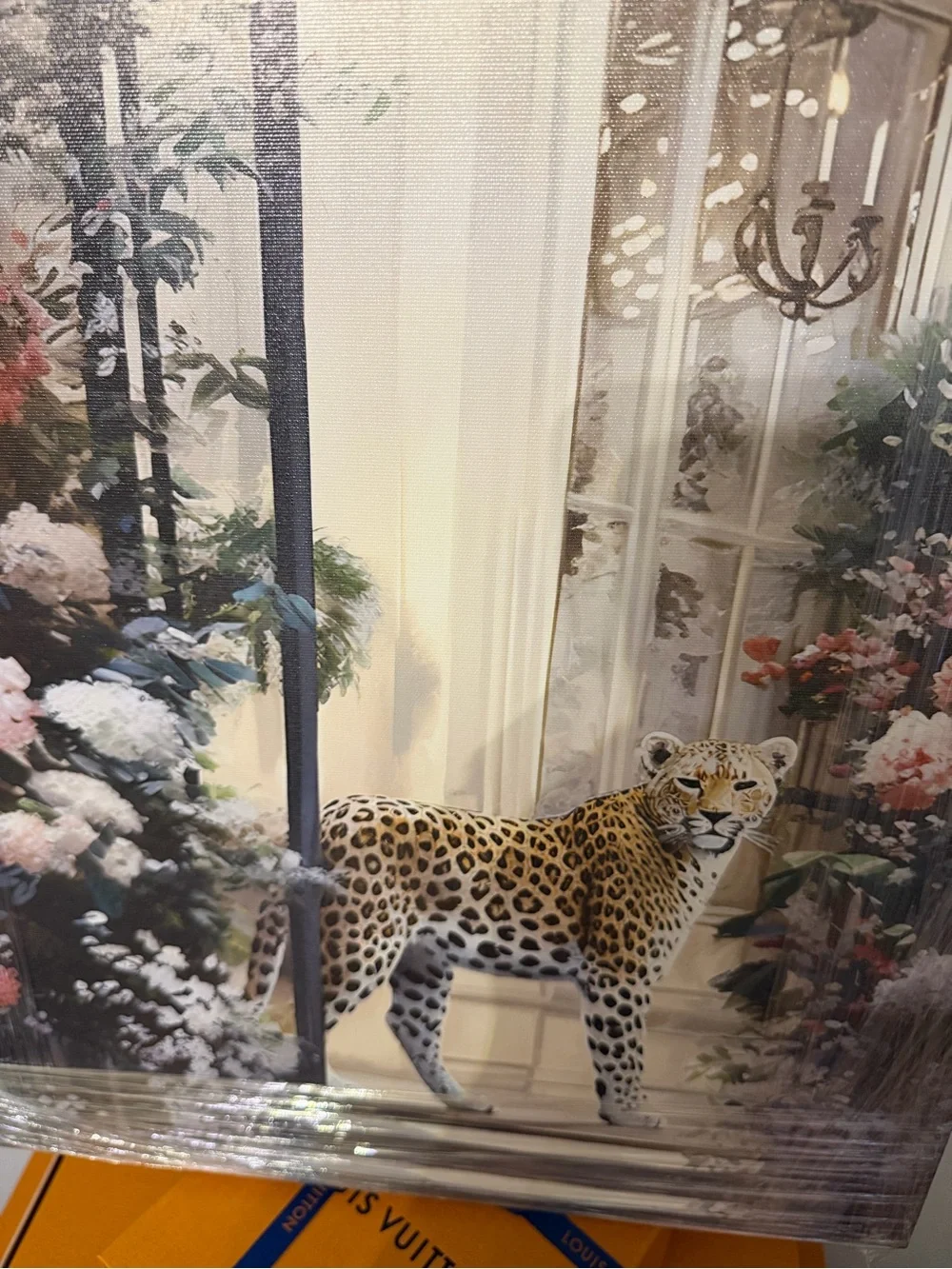 Gucci Leopard Garden Wall Art Print in Cream, Brown, and Green - Unbranded